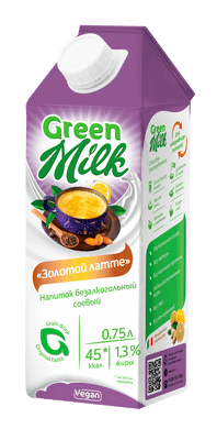 Напиток безалкогольный Green Milk Золотой латте соевый, 750мл