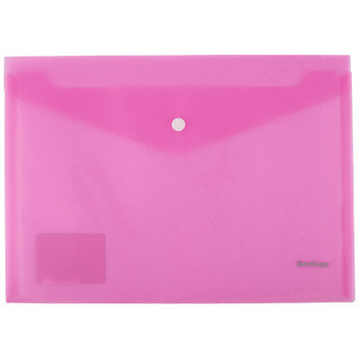 Папка-конверт на кнопке Berlingo Starlight А4 180мкм прозрачная розовая