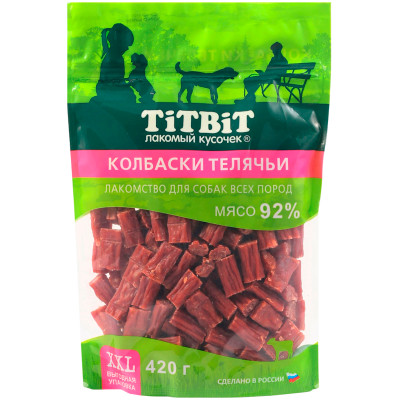 Колбаски TitBit телячьи для собак всех пород, 420г