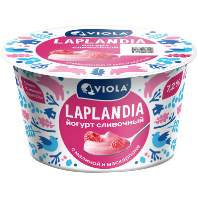 Йогурт Viola Laplandia Сливочный с малиной и сыром Маскарпоне 7.2%, 180г