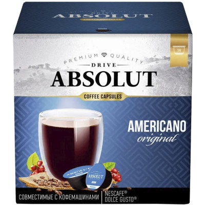 Кофе Absolut Drive Americano молотый Dolce Gusto, 16x8г