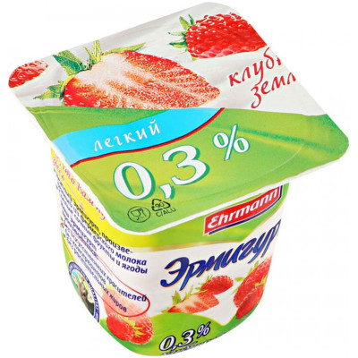 Продукт йогуртный Эрмигурт лёгкий клубника-земляника 0.3%, 115г
