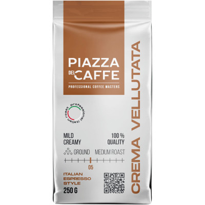 Кофе Piazza del Caffe Crema Vellutata жареный молотый, 250г