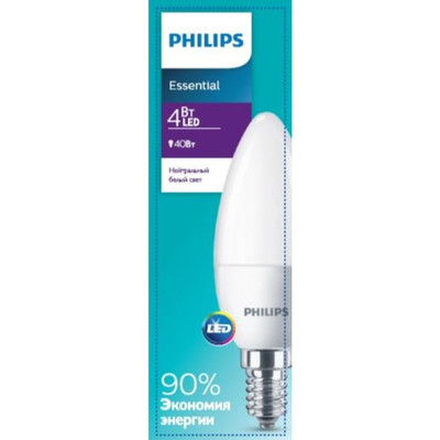 Лампа светодиодная Philips E14 4-40W 840 нейтральный белый свет