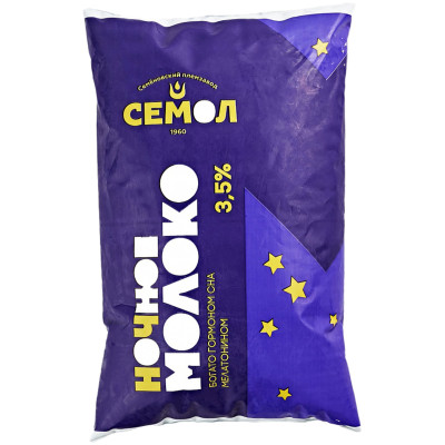 Молоко Семол Ночной дойки пастеризованное 3.5%, 900мл