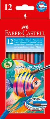 Набор карандашей Faber-Castell акварельные 12 цветов + кисть