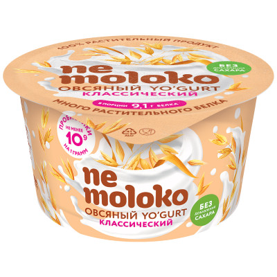 Продукт овсяный Nemoloko Yogurt классический обогащённый для детского питания, 130г