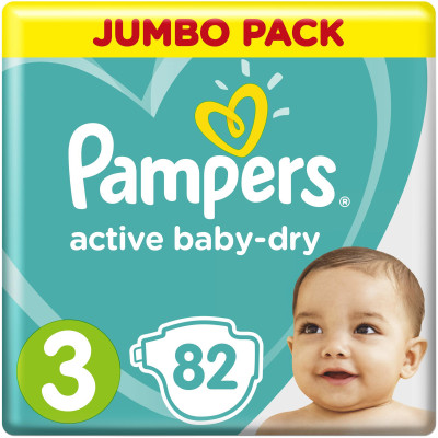 Подгузники Pampers Active Baby-Dry р.3 5-9кг, 82шт