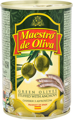 Оливки Maestro de Oliva с анчоусом, 300г
