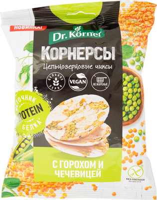 Чипсы Dr.Korner Кукурузно-рисовые с горохом и чечевицей, 50г
