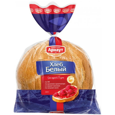 Хлеб Арнаут белый круглый нарезка, 550г