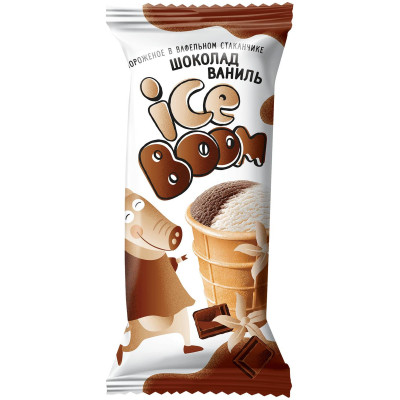 Мороженое Ice Boom Шоколад-ваниль двухслойное молочное стаканчик 4%, 70г