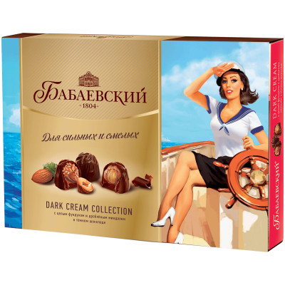 Конфеты Бабаевские Dark Cream Целый фундук и дробленый миндаль, 200г