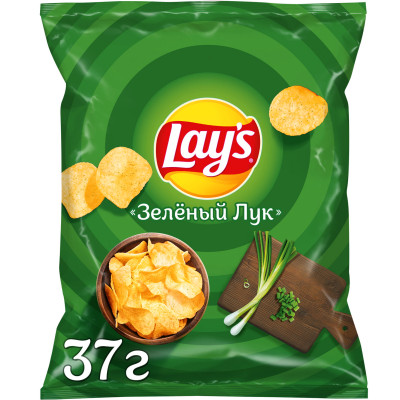 Чипсы картофельные Lays со вкусом молодого зеленого лука, 37г