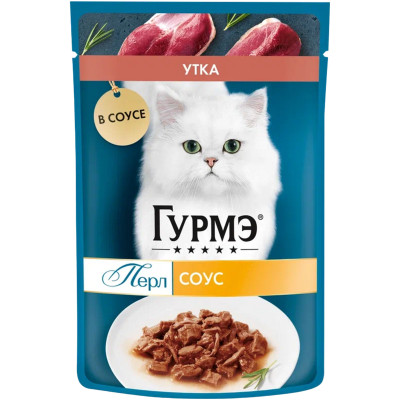 Корм Purina Gourmet Перл для кошек с уткой нежное филе в соусе, 75г