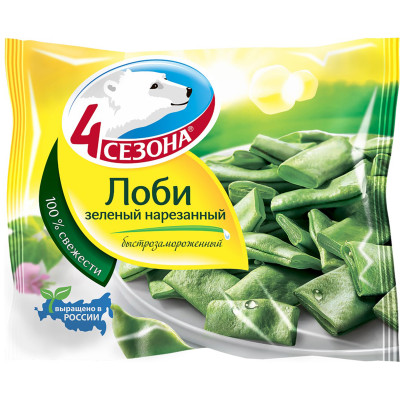 Овощи 4 Сезона Лоби зеленый нарезанные замороженные, 400г