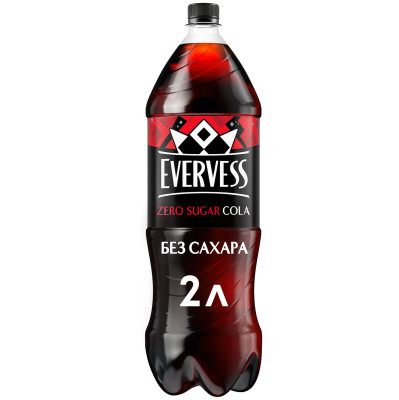 Напиток Evervess Cola zero sugar безалкогольный сильногазированный, 2л