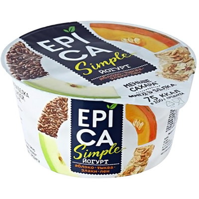 Йогурт Epica Simple яблоко-тыква-злаки-лён 1.7%, 130г