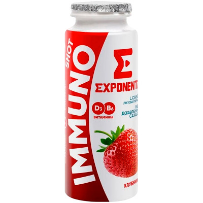 Продукт Exponenta Immuno Shot кисломолочный со вкусом клубника 2.5%, 100мл