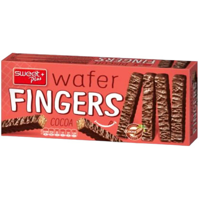 Пальчики Sweet Plus Wafer Fingers вафельные с какао-кремом в какао-молочной глазури, 160г