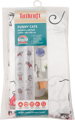 Штора Tatkraft для ванной комнаты тканевая Funny Cats