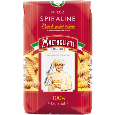 Макароны Maltagliati Spiraline №102 группа А высший сорт, 450г