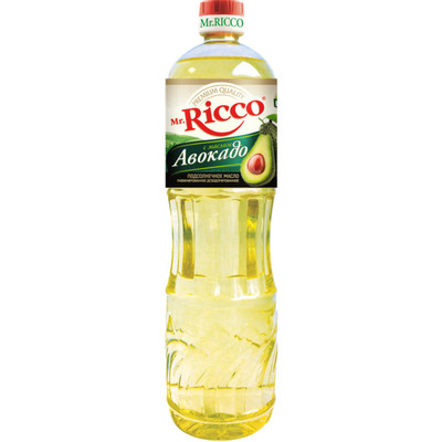 Масло подсолнечное Mr. Ricco рафинированное дезодорированное с добавлением масла авокадо, 1л
