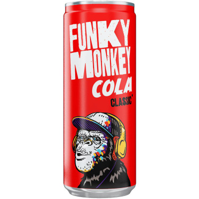 Напиток безалкогольный Funky Monkey Cola classic сильногазированный, 330мл