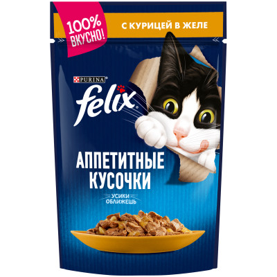 Влажный корм Felix для кошек с курицей, 85г