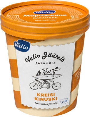Мороженое сливочное Valio Карамель с кусочками фаджа безлактозное 10%, 480мл