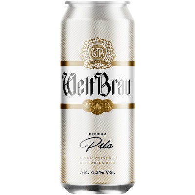 Пиво WelfBrau Премиум светлое фильтрованное 4.3%, 24x500мл
