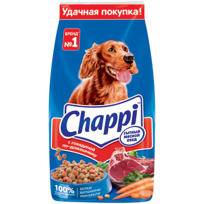Сухой корм Chappi для собак сытный мясной обед с говядиной по-домашнему, 15кг