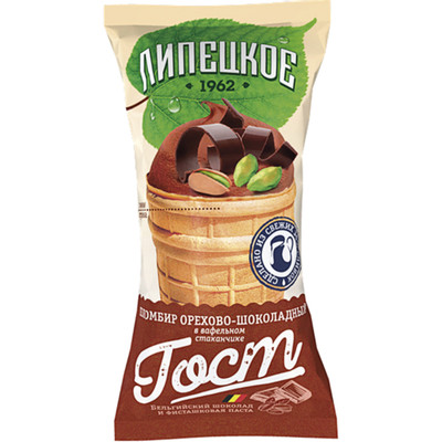 Пломбир Липецкое орехово-шоколадный ГОСТ 15%, 90г