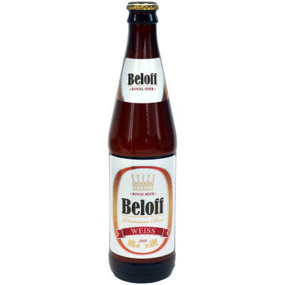 Пиво Beloff Weiss светлое нефильтрованное 4.7%, 450мл