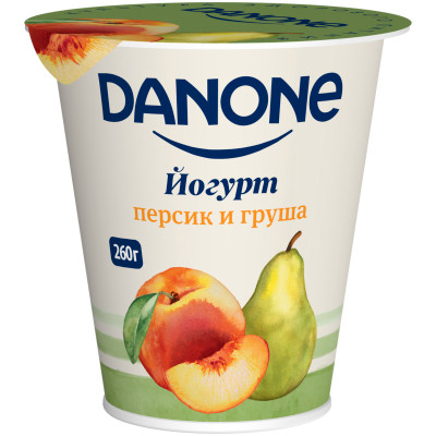 Йогурт Danone персик-груша 2.8%, 260г