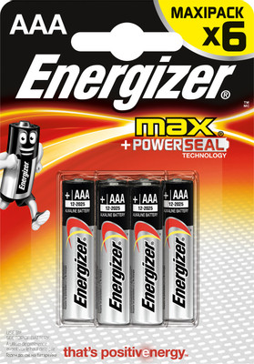 Батарейки Energizer Max + Power Seal AAA LR03, 6шт