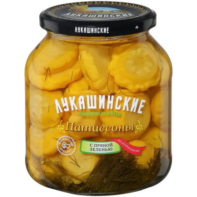Патиссоны Лукашинские консервированные по-астрахански с пряной зеленью, 670г