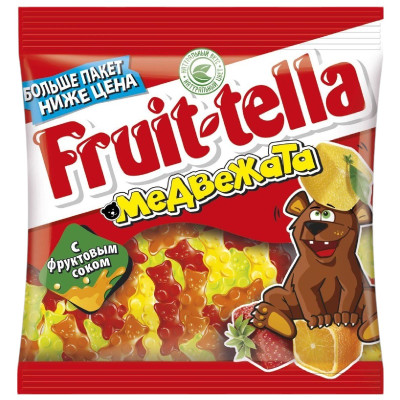 Мармелад Fruittella Медвежата жевательный апельсин-яблоко-лимон-клубника, 150г