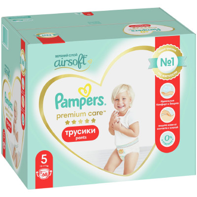Подгузники-трусики Pampers Premium Care Pants детские 12-17кг, 68шт