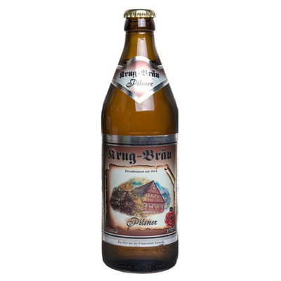 Пиво Krug-Bräu Пилснер солодовое светлое фильтрованное 4.9%, 500мл