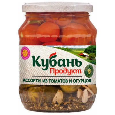Ассорти Кубань продукт из томатов и огурцов, 680г