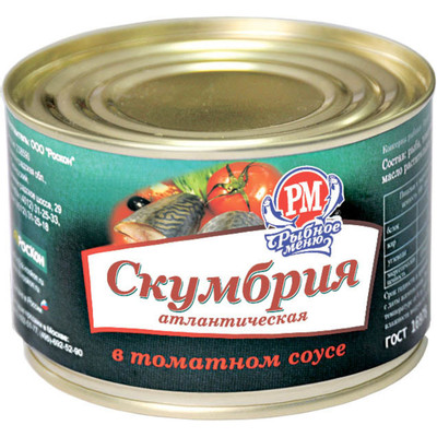 Скумбрия Рыбное Меню атлантическая в томатном соусе, 230г