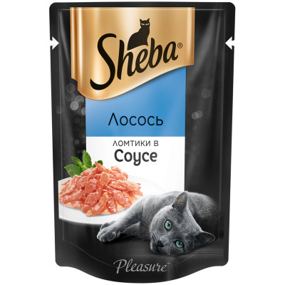 Корм Sheba Ломтики в соусе с лососем для кошек, 85г