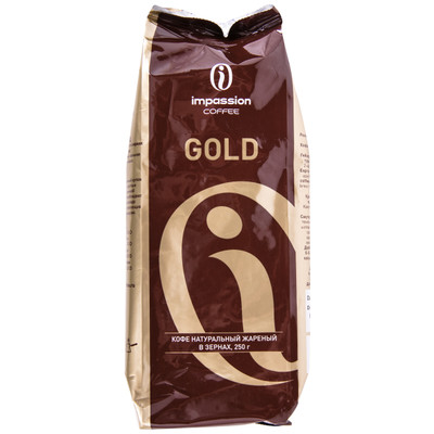 Кофе Impassion Gold натуральный жареный в зёрнах средне-сильной обжарки, 250г