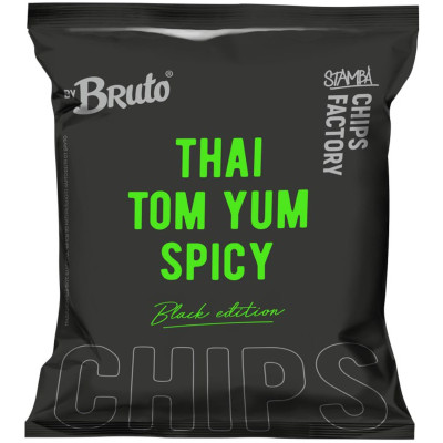 Чипсы Bruto Black Edition из натурального картофеля со вкусом соуса Тайский, 75г