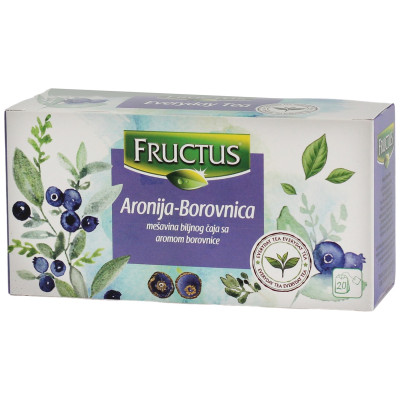 Чай Fructus травяной с черникой и аронией в пакетиках, 20x2.5г