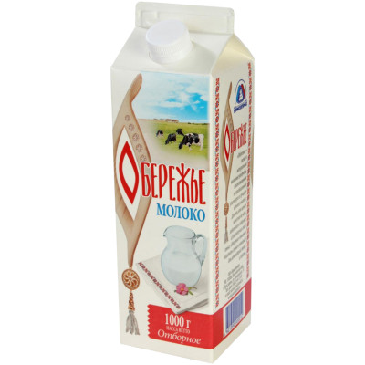 Молоко Обережье отборное 3.4-6%, 1л