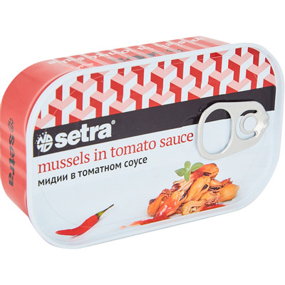 Мидии Setra филе в томатном соусе, 110г