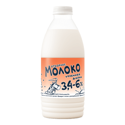 Молоко Утренняя Дойка цельное пастеризованное 3.4-6%, 930мл