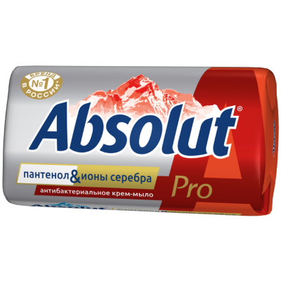 Крем-мыло туалетное Absolut Pro серебро + пантенол антибактериальное, 90г